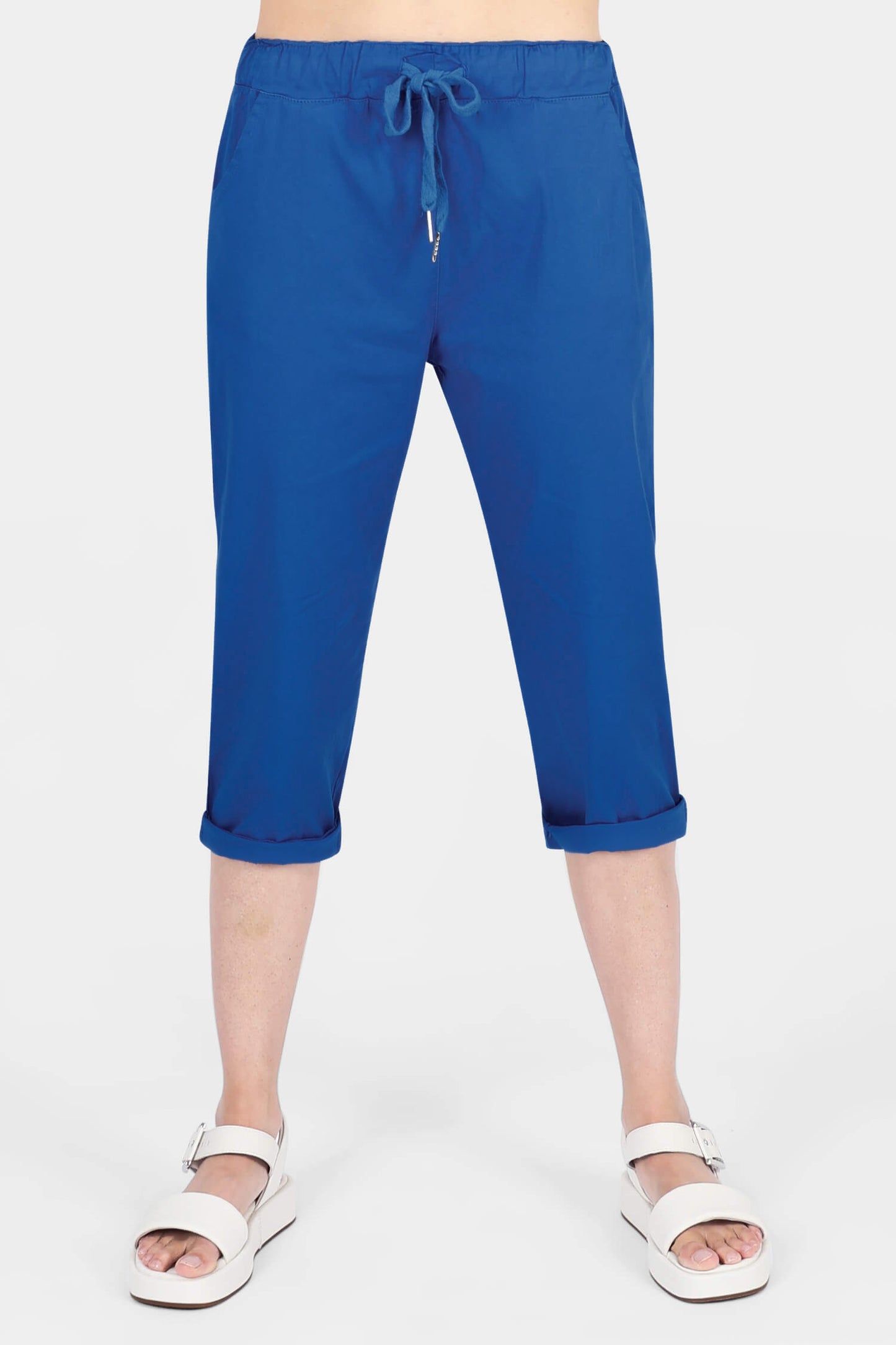 Tie-Waist Stretch Crop Pants