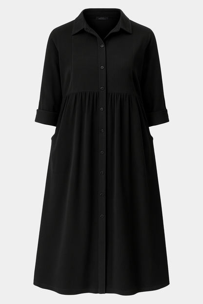 Cotton Corduroy Shirt Collar Dress