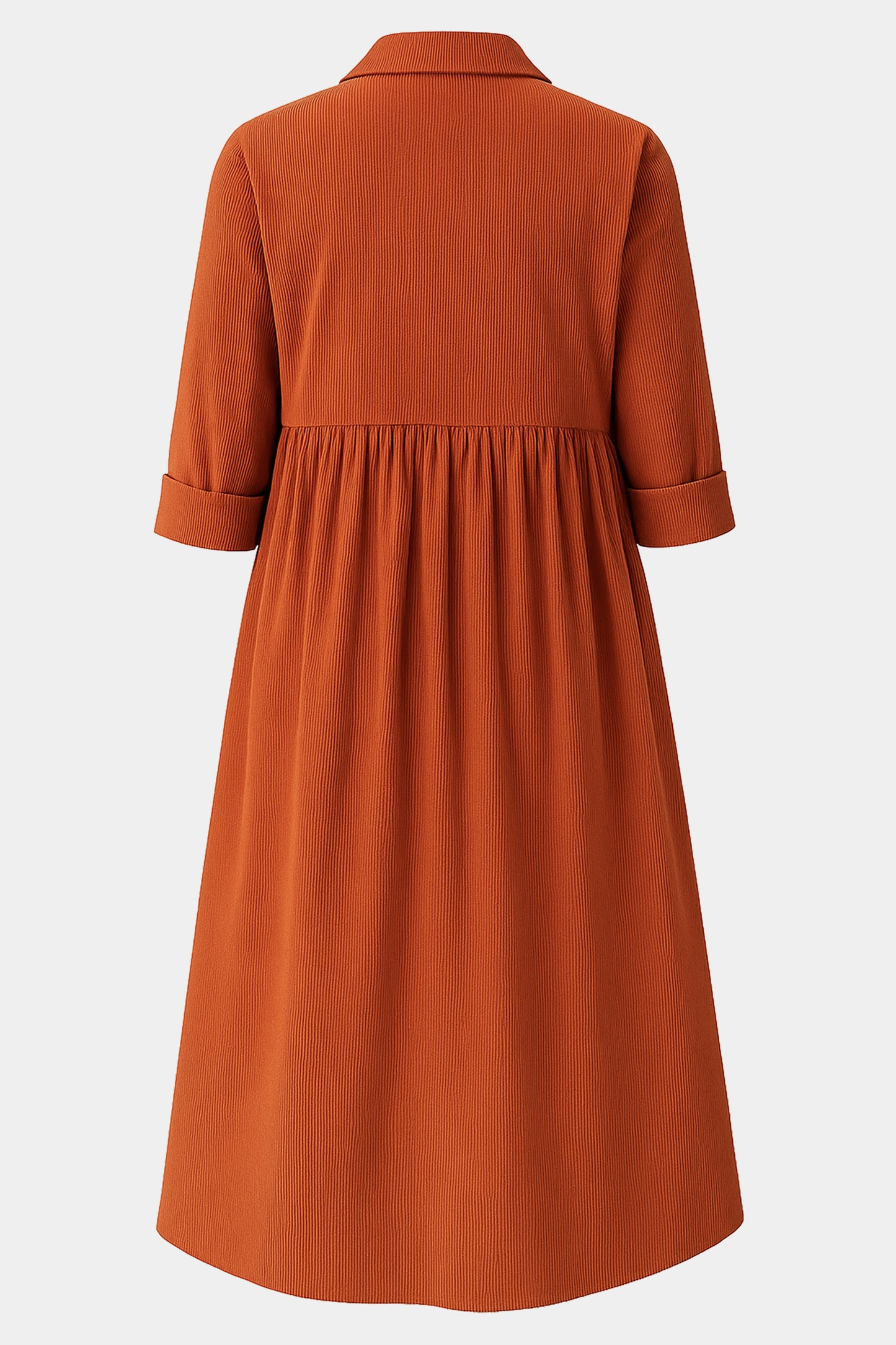 Cotton Corduroy Shirt Collar Dress