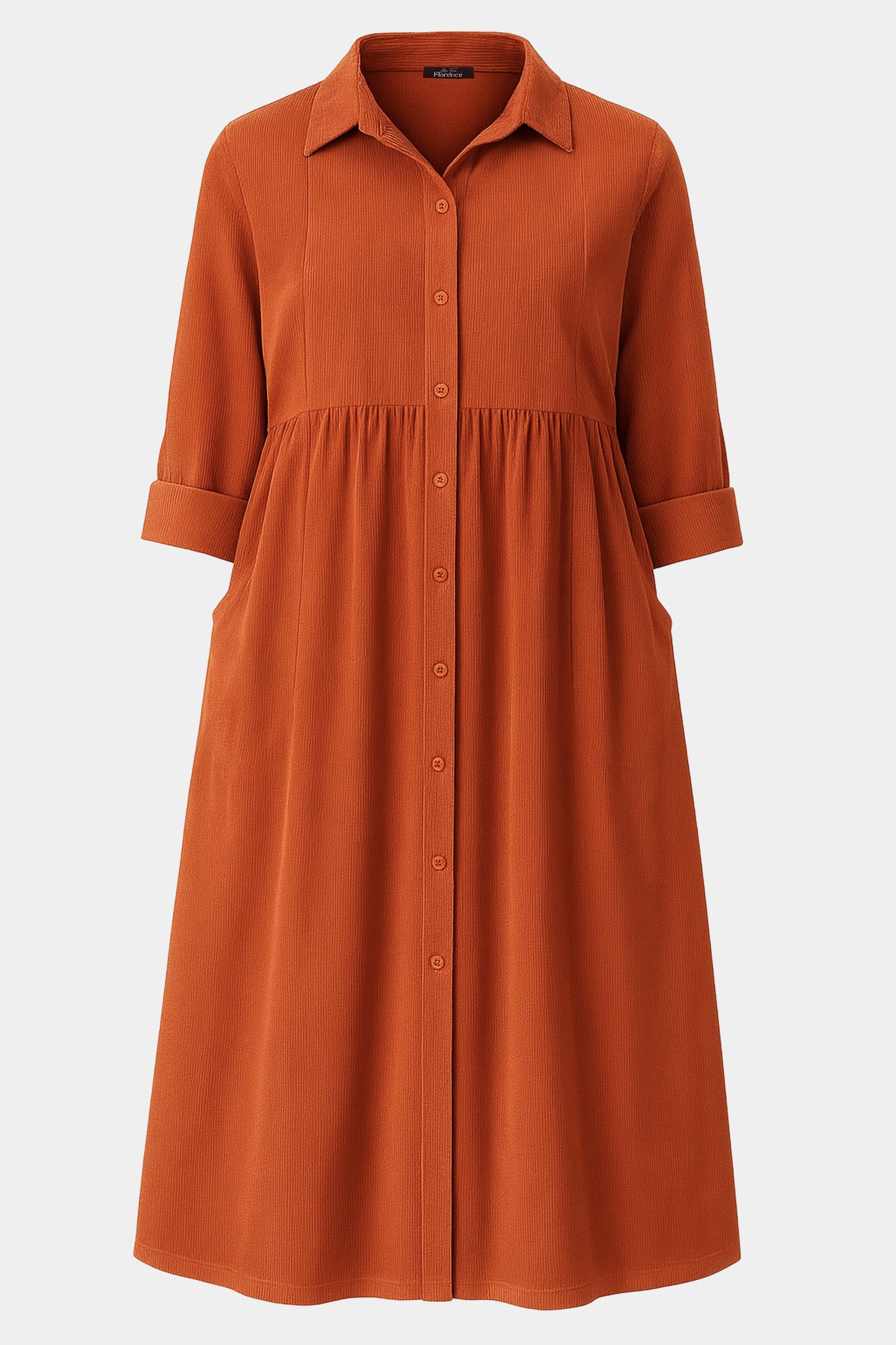 Cotton Corduroy Shirt Collar Dress