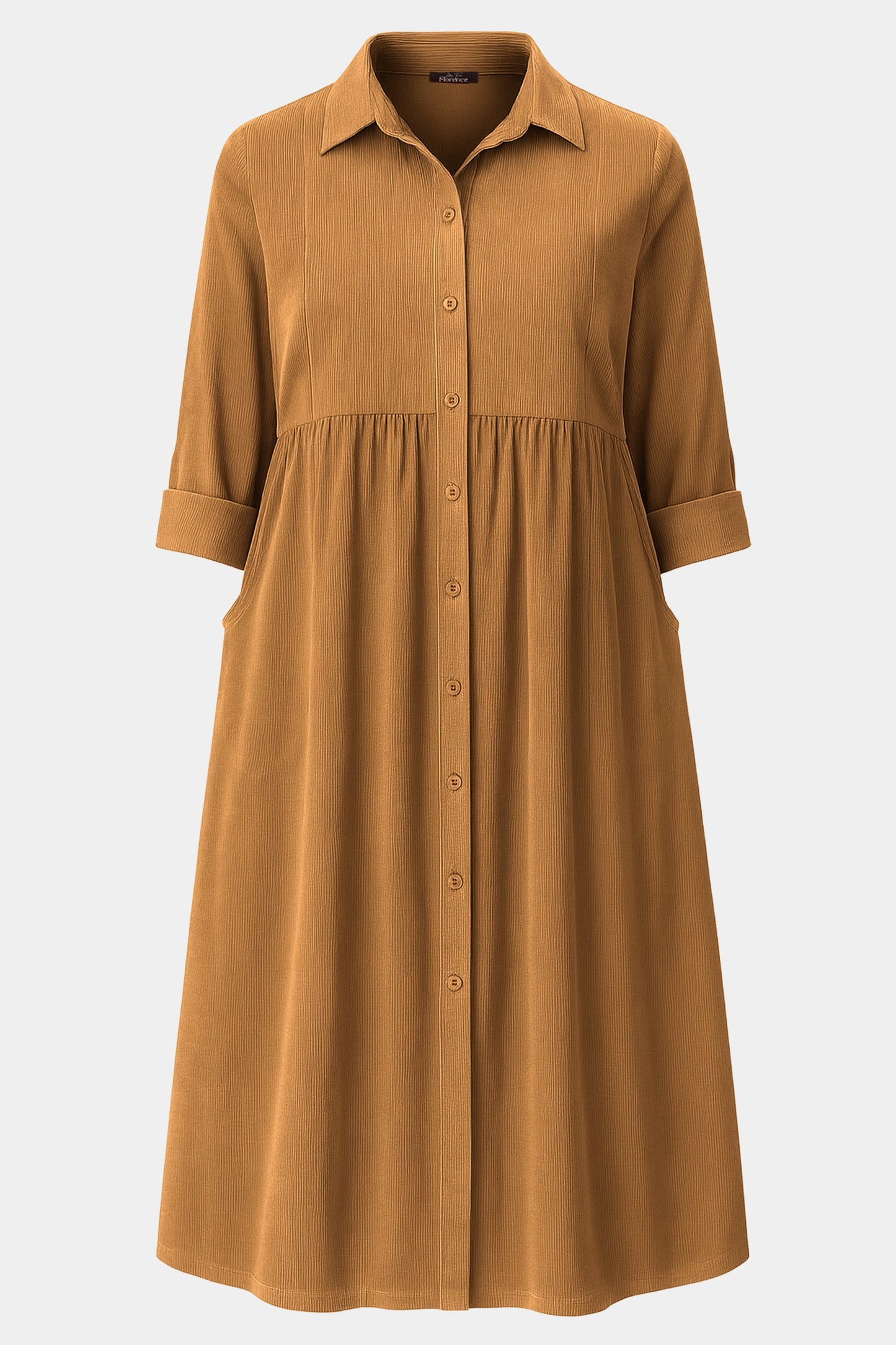 Cotton Corduroy Shirt Collar Dress