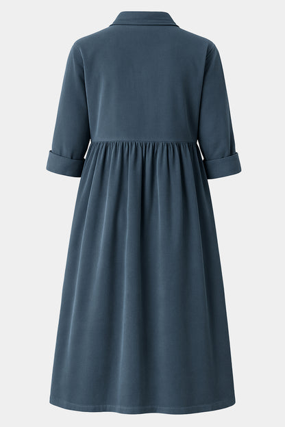 Cotton Corduroy Shirt Collar Dress