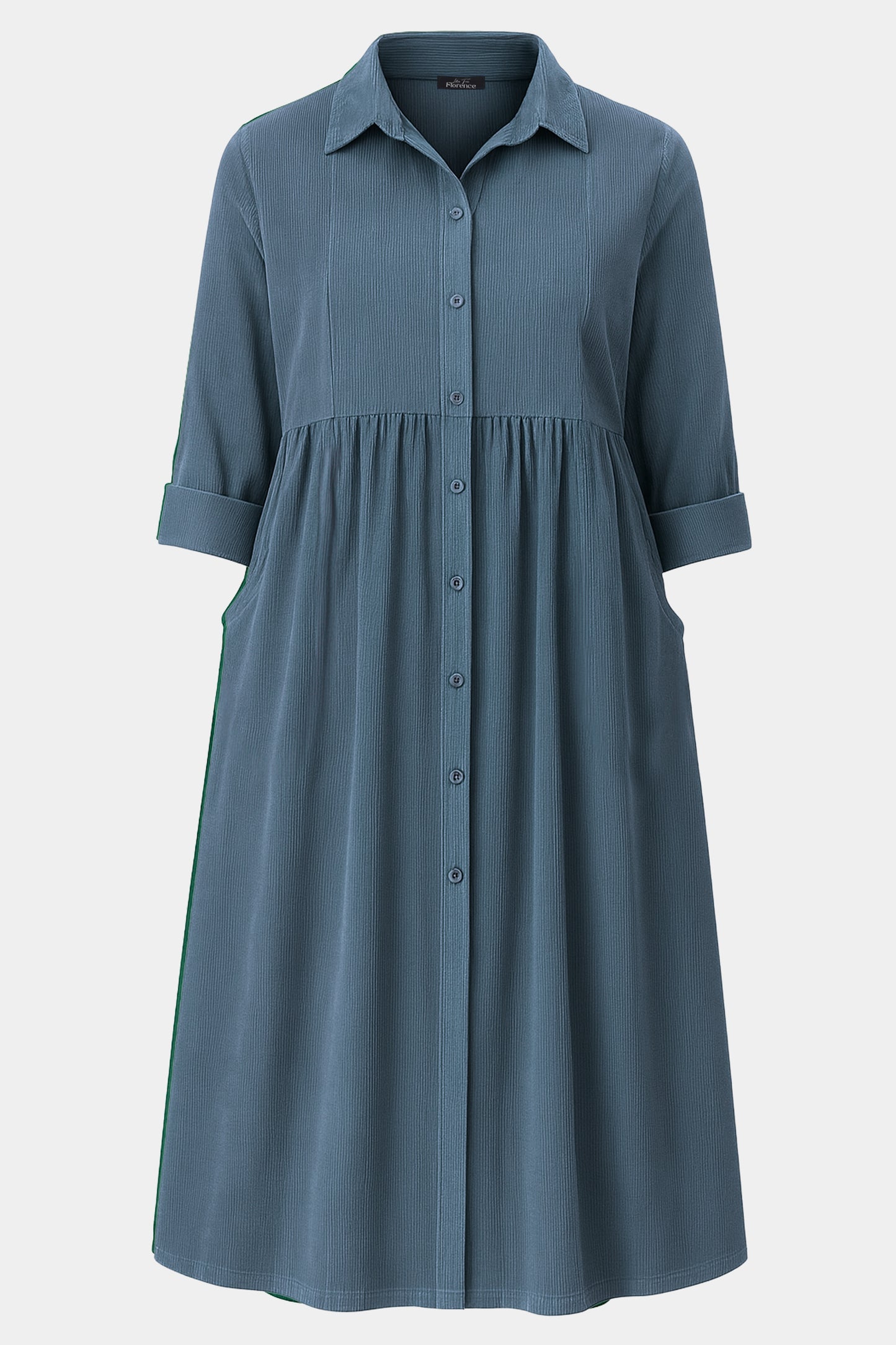 Cotton Corduroy Shirt Collar Dress