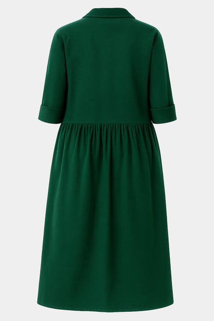 Cotton Corduroy Shirt Smock Dress