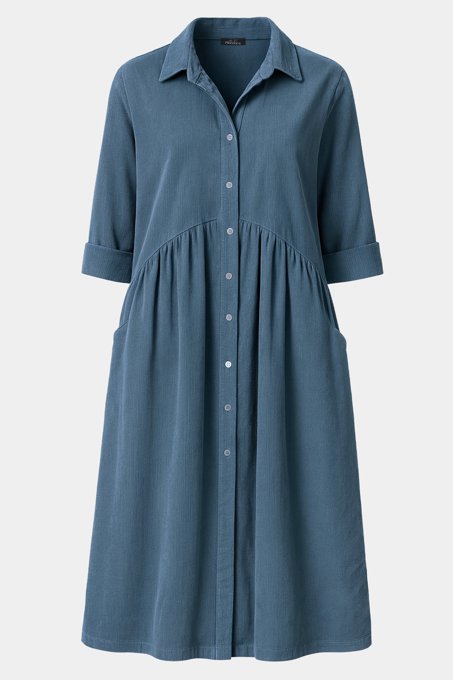 Cotton Corduroy Shirt Smock Dress