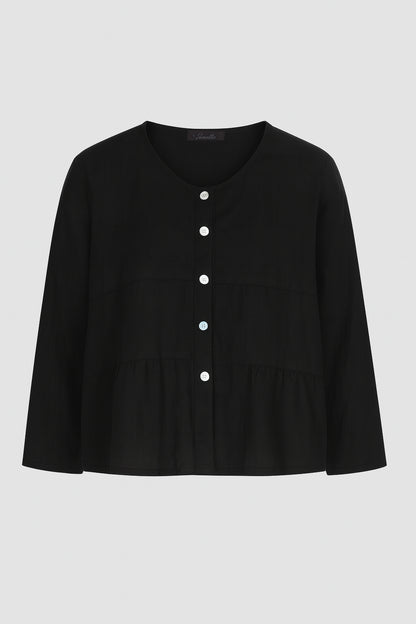 Tier Linen Round Neck Jacket