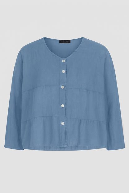 Tier Linen Round Neck Jacket