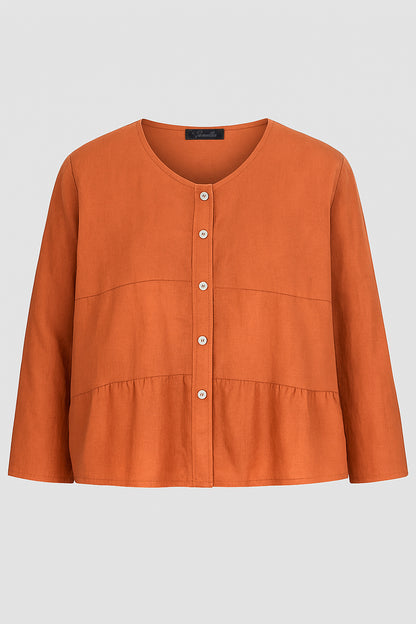 Tier Linen Round Neck Jacket