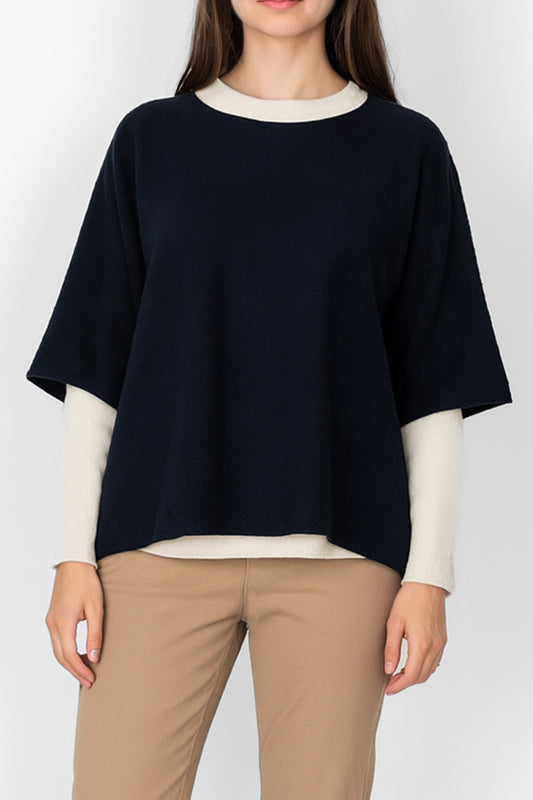 Cloud Two Round Neck 3/4 Sleeve Crop