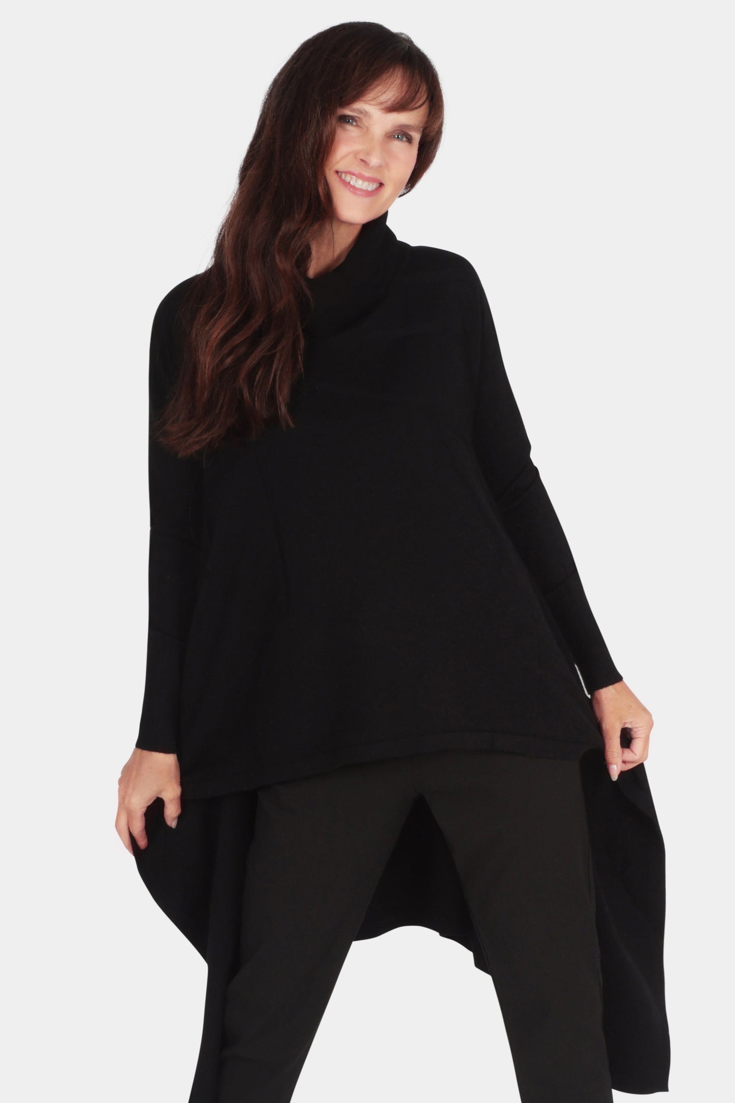 Cowl Neck Ribbon Detail Knit Tunic