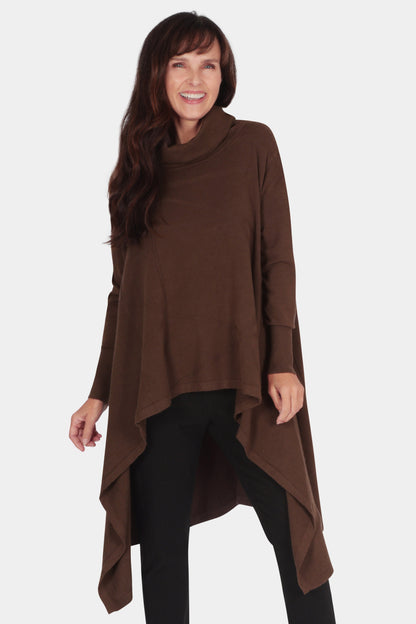 Cowl Neck Ribbon Detail Knit Tunic
