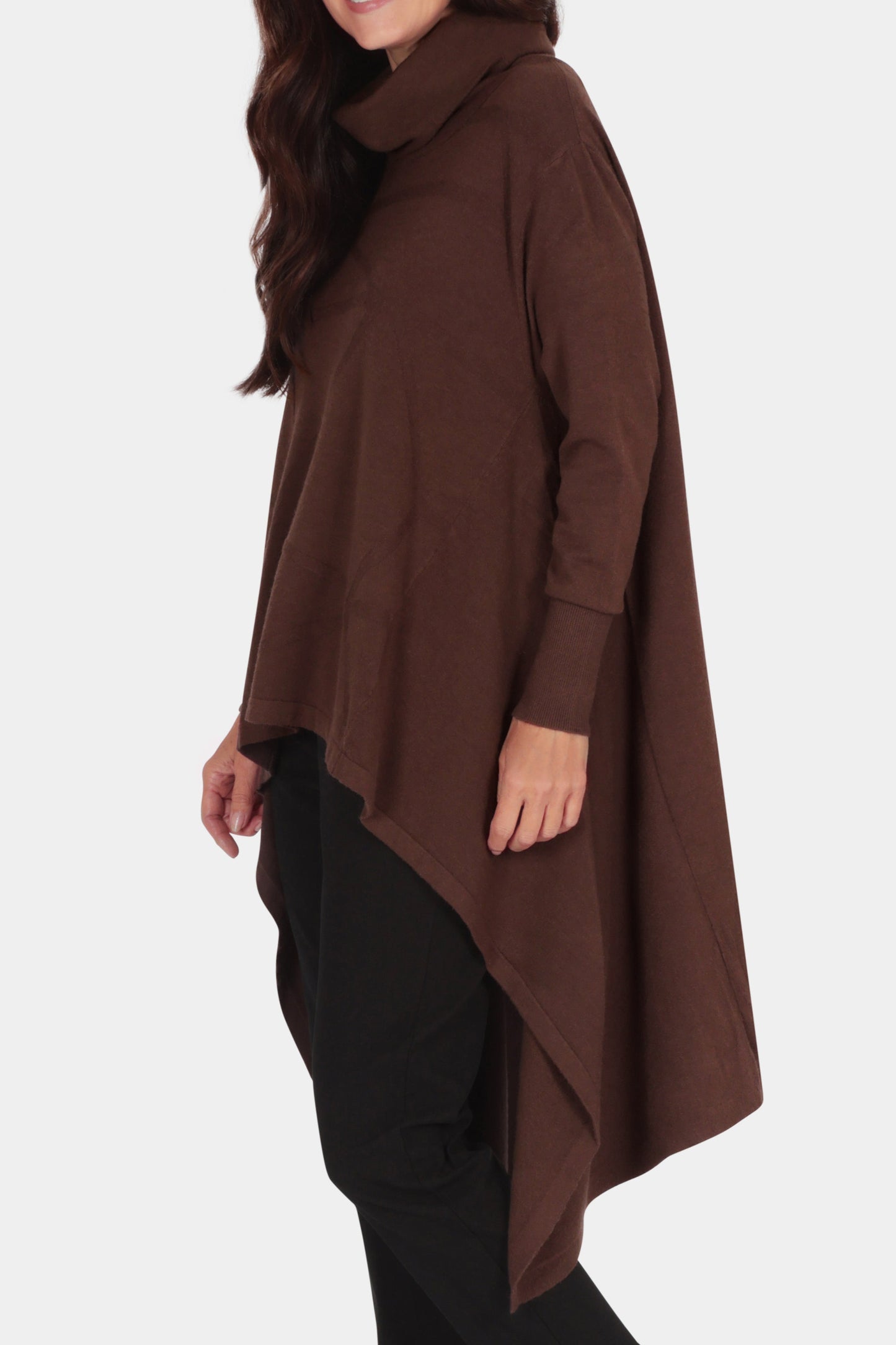 Cowl Neck Ribbon Detail Knit Tunic