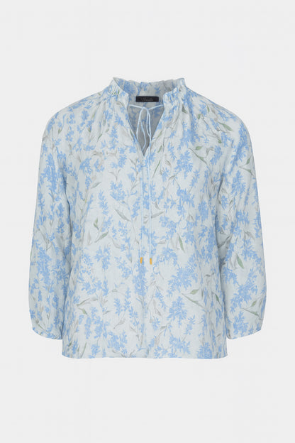 Frill Neck Botanical Leaf Blouse