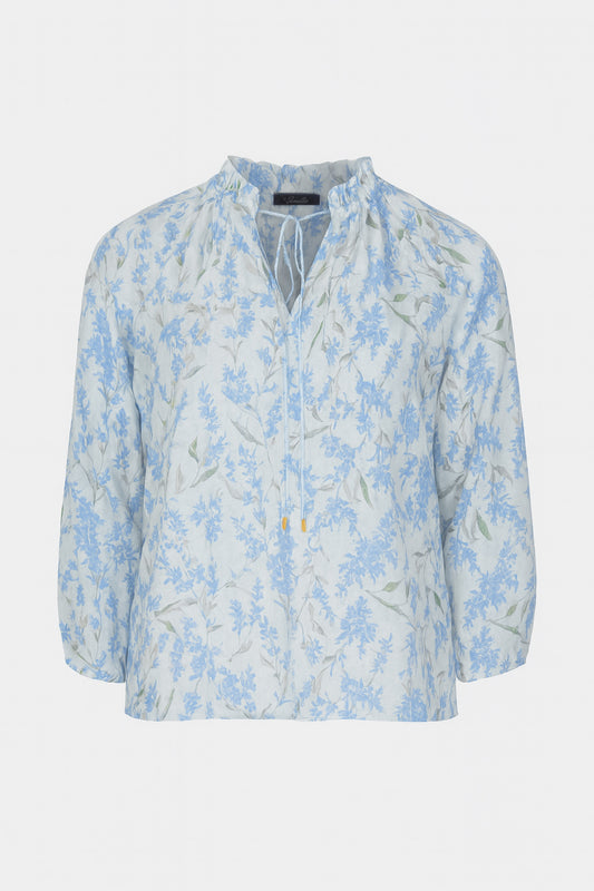 Frill Neck Botanical Leaf Blouse