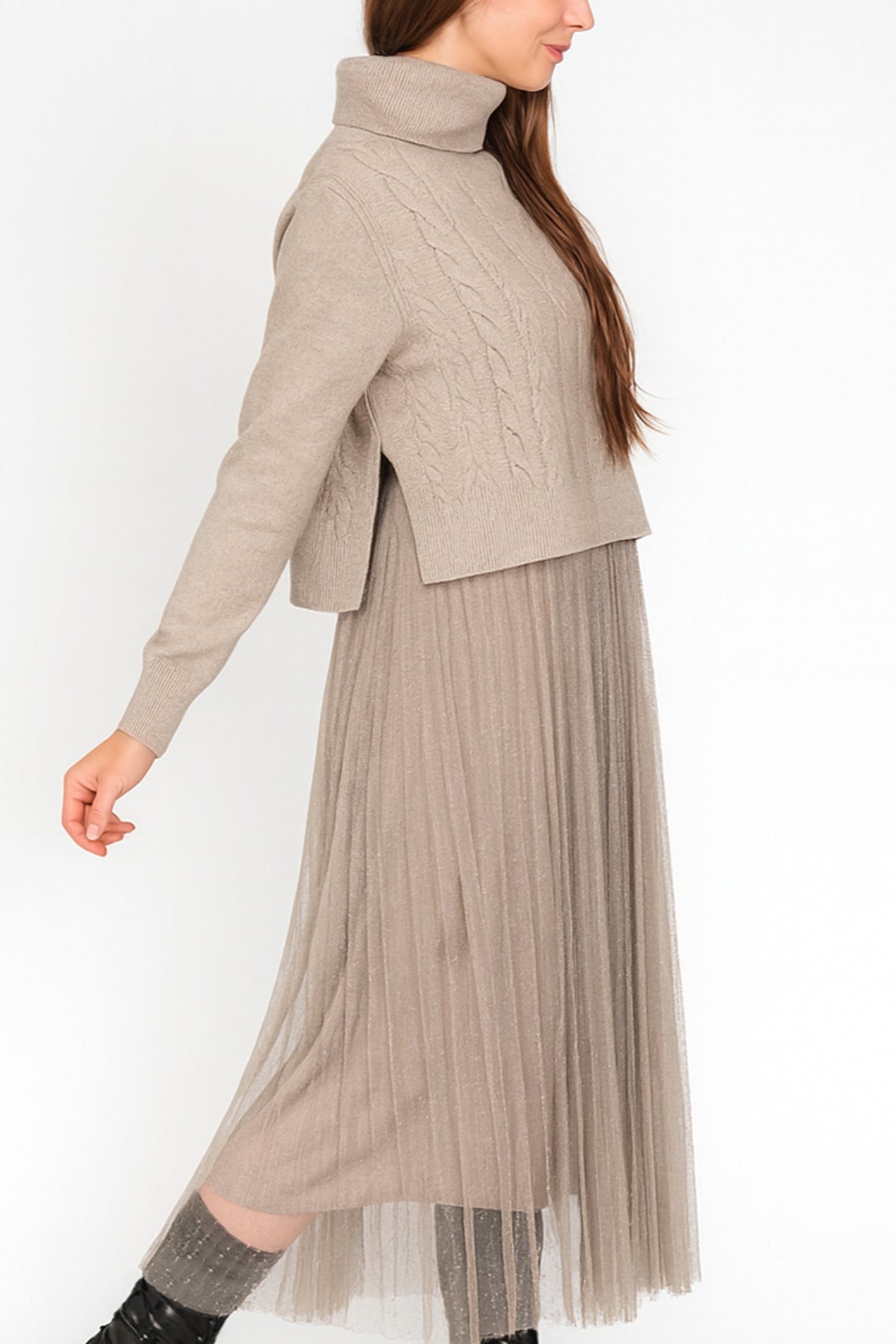 Ivy Roll Neck Crop Dress Set