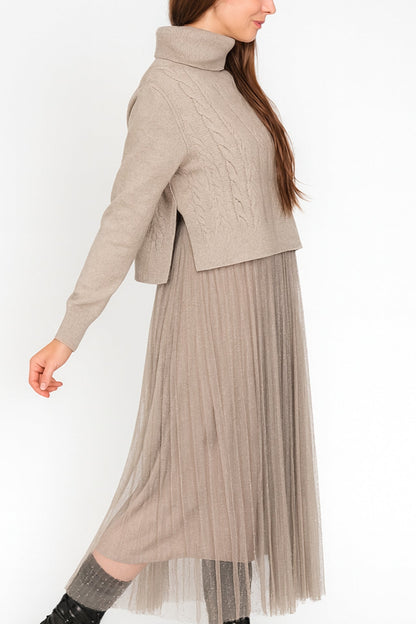 Ivy Roll Neck Crop Dress Set