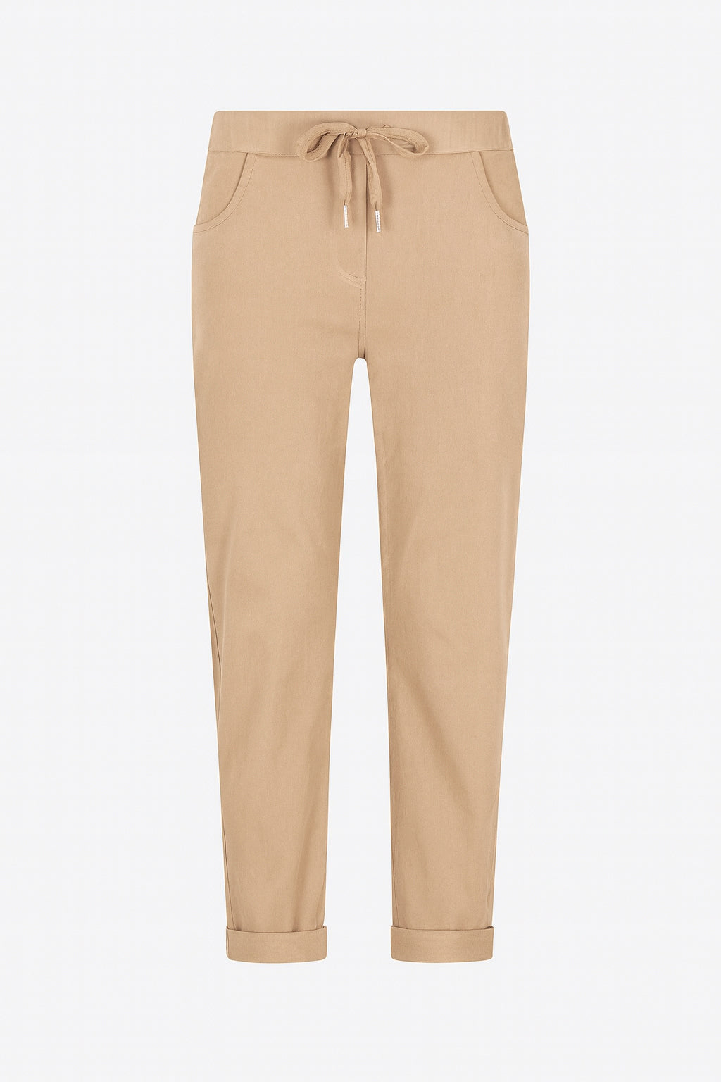 Tie-Waist Stretchy Winter-Weight Trousers