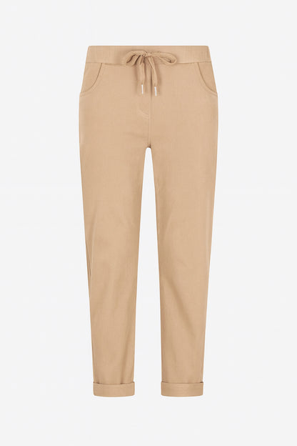 Tie-Waist Stretchy Winter-Weight Trousers