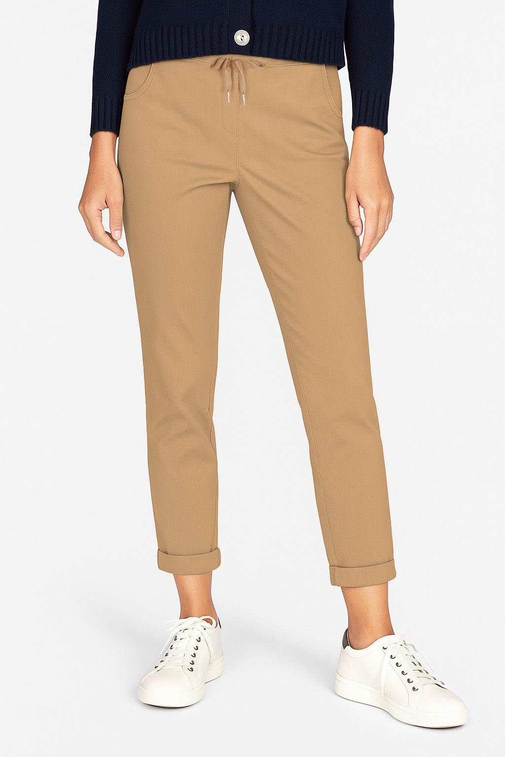 Tie-Waist Stretchy Winter-Weight Trousers