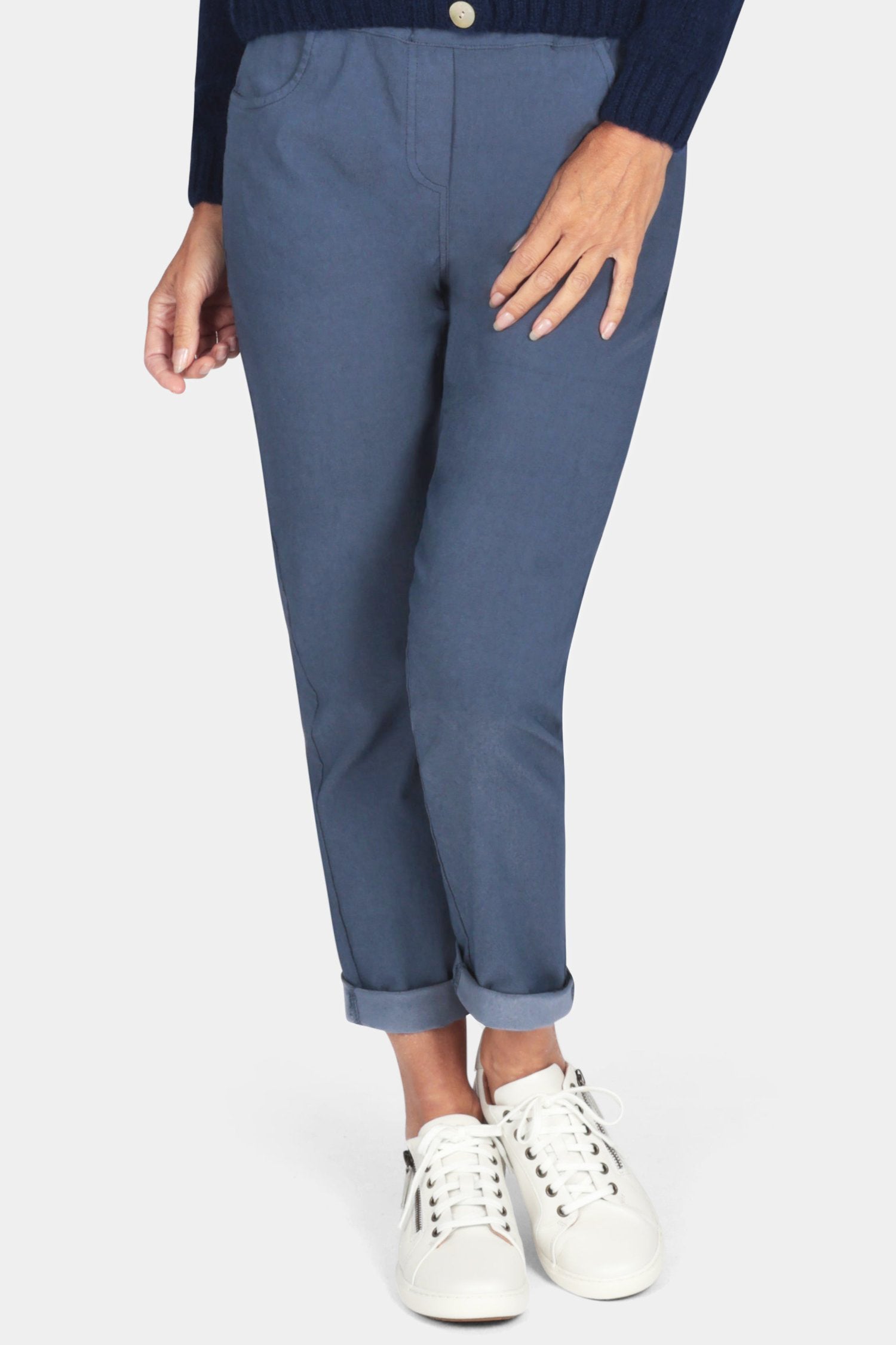 Tie-Waist Stretchy Winter-Weight Trousers