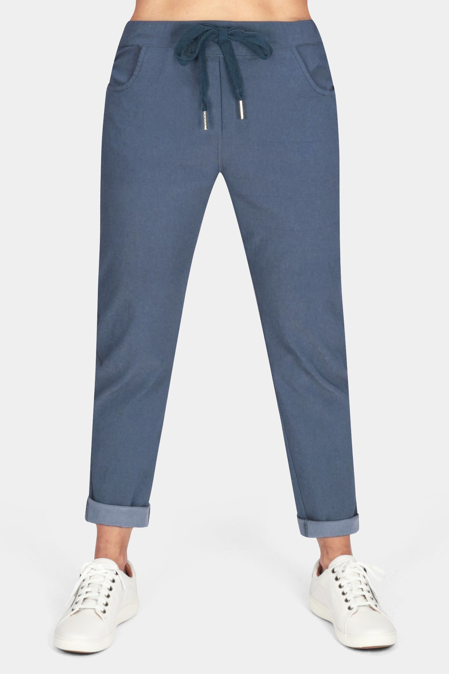 Tie-Waist Stretchy Winter-Weight Trousers