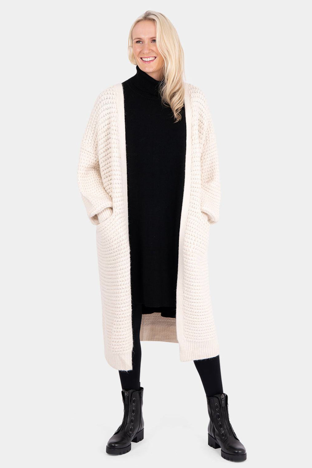 Tapered Sleeve Long Knit Coatigan