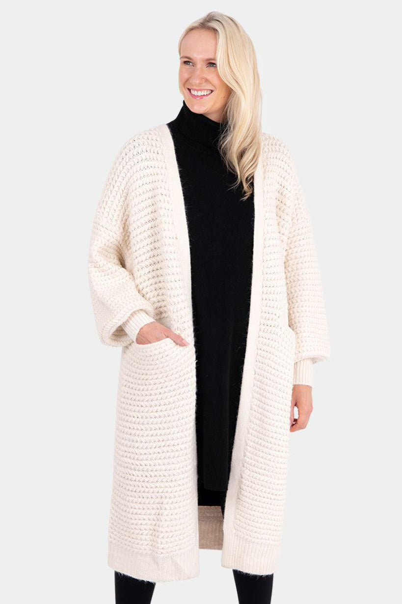 Tapered Sleeve Long Knit Coatigan