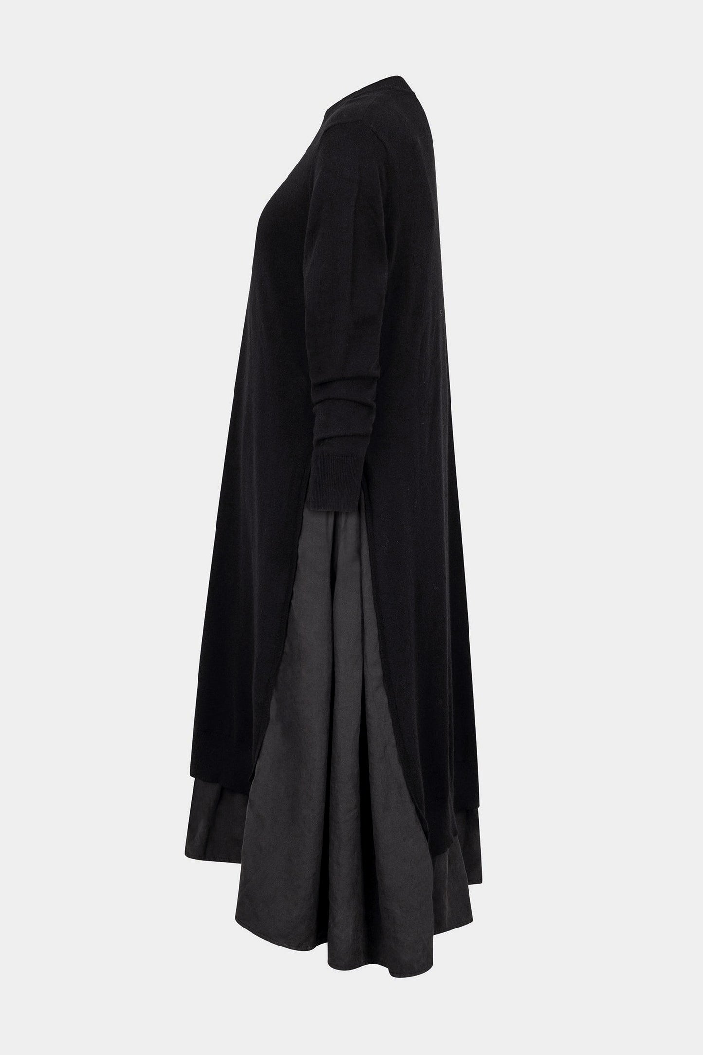 Round Neck Layered Knit Midi Dress