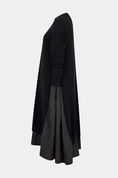 Round Neck Layered Knit Midi Dress