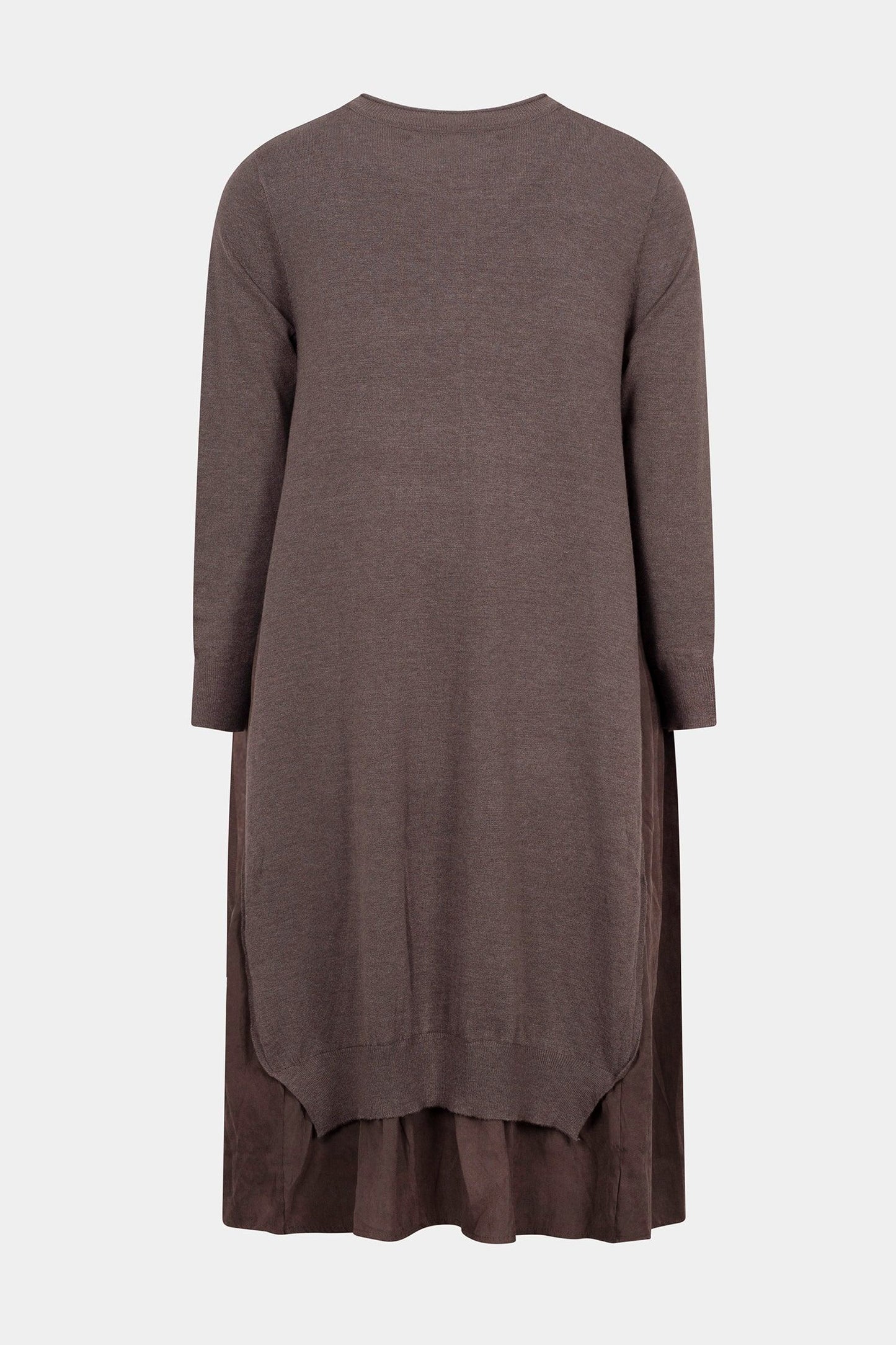 Round Neck Layered Knit Midi Dress