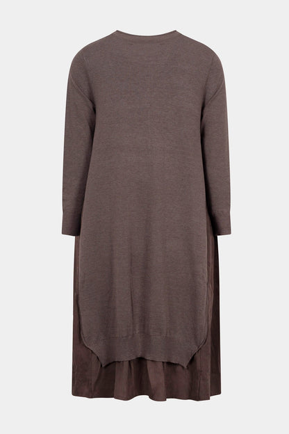 Round Neck Layered Knit Midi Dress