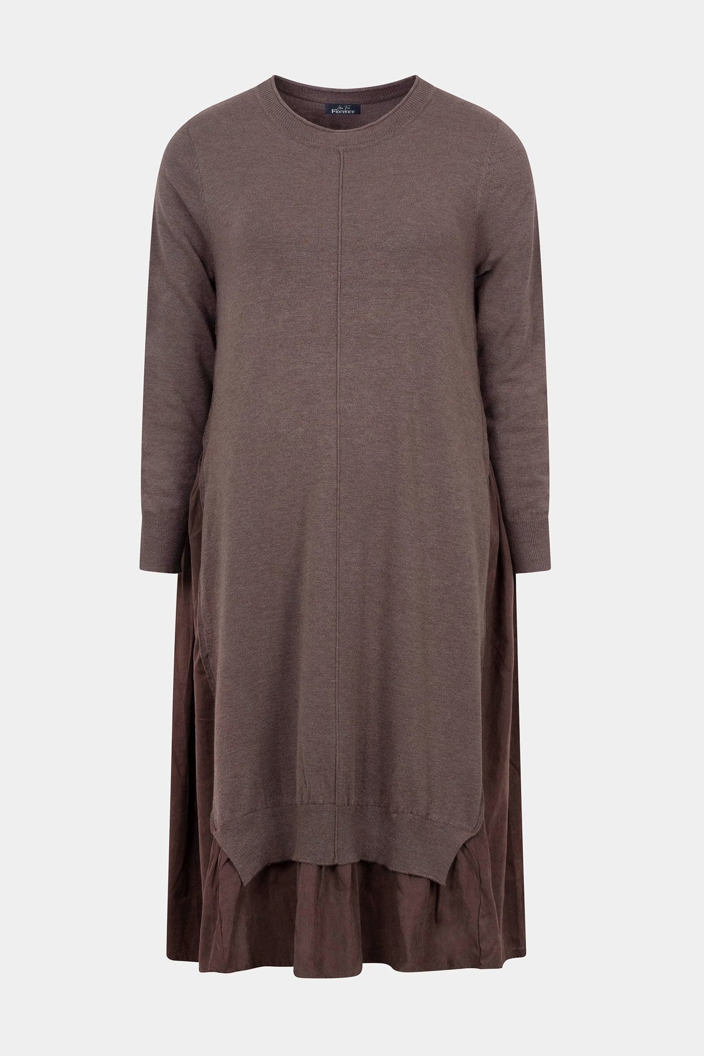Round Neck Layered Knit Midi Dress