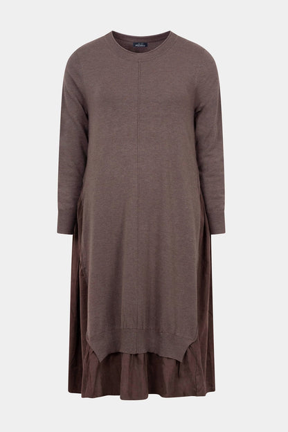 Round Neck Layered Knit Midi Dress