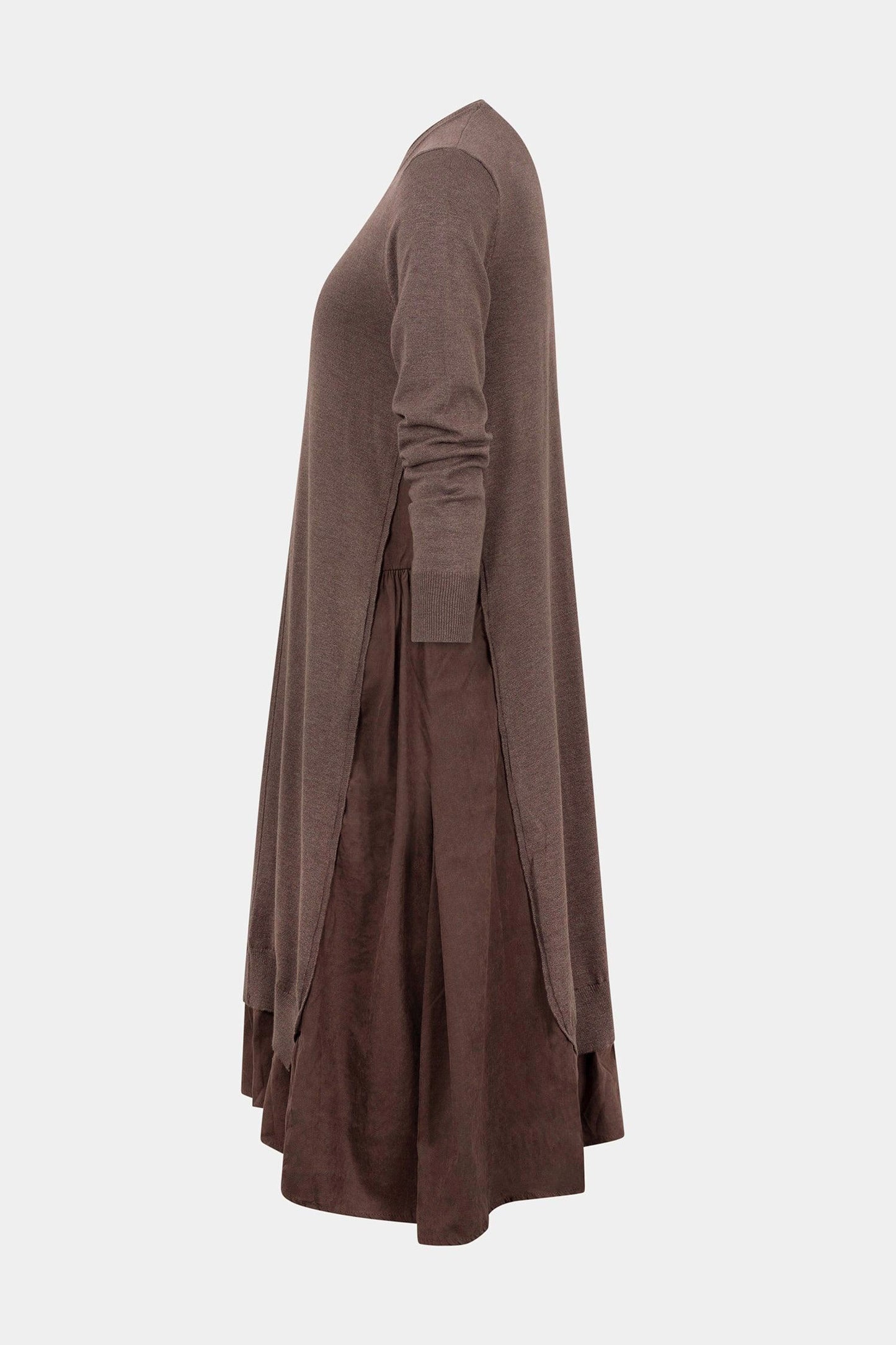 Round Neck Layered Knit Midi Dress