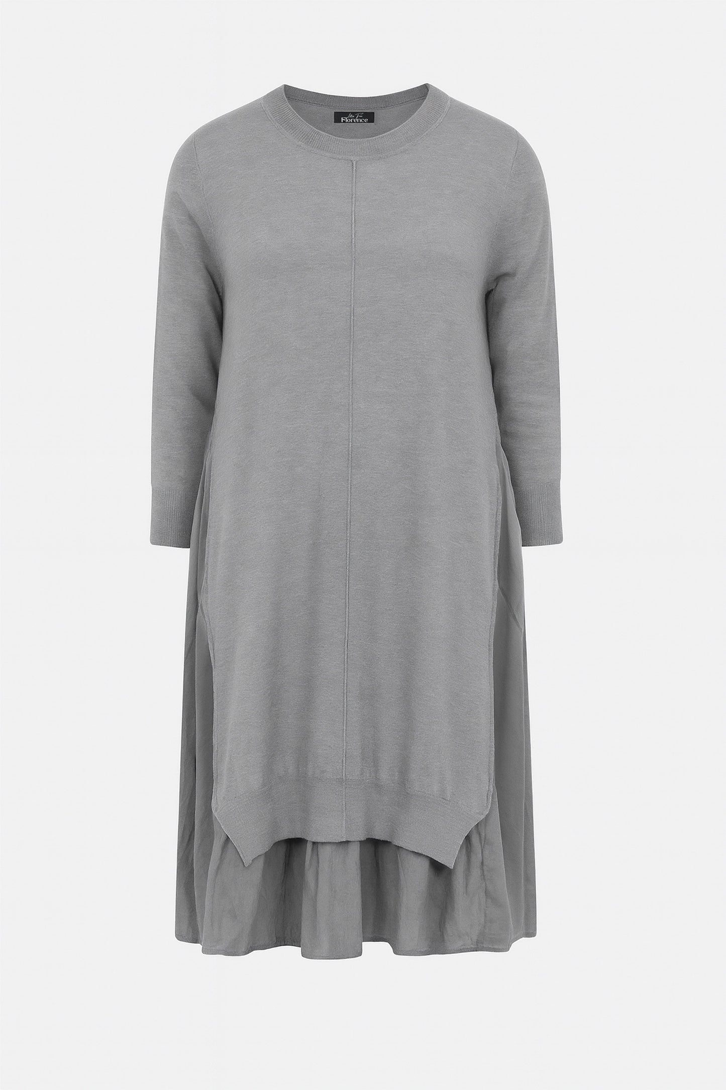 Round Neck Layered Knit Midi Dress