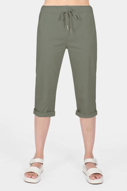 Tie-Waist Stretch Crop Pants