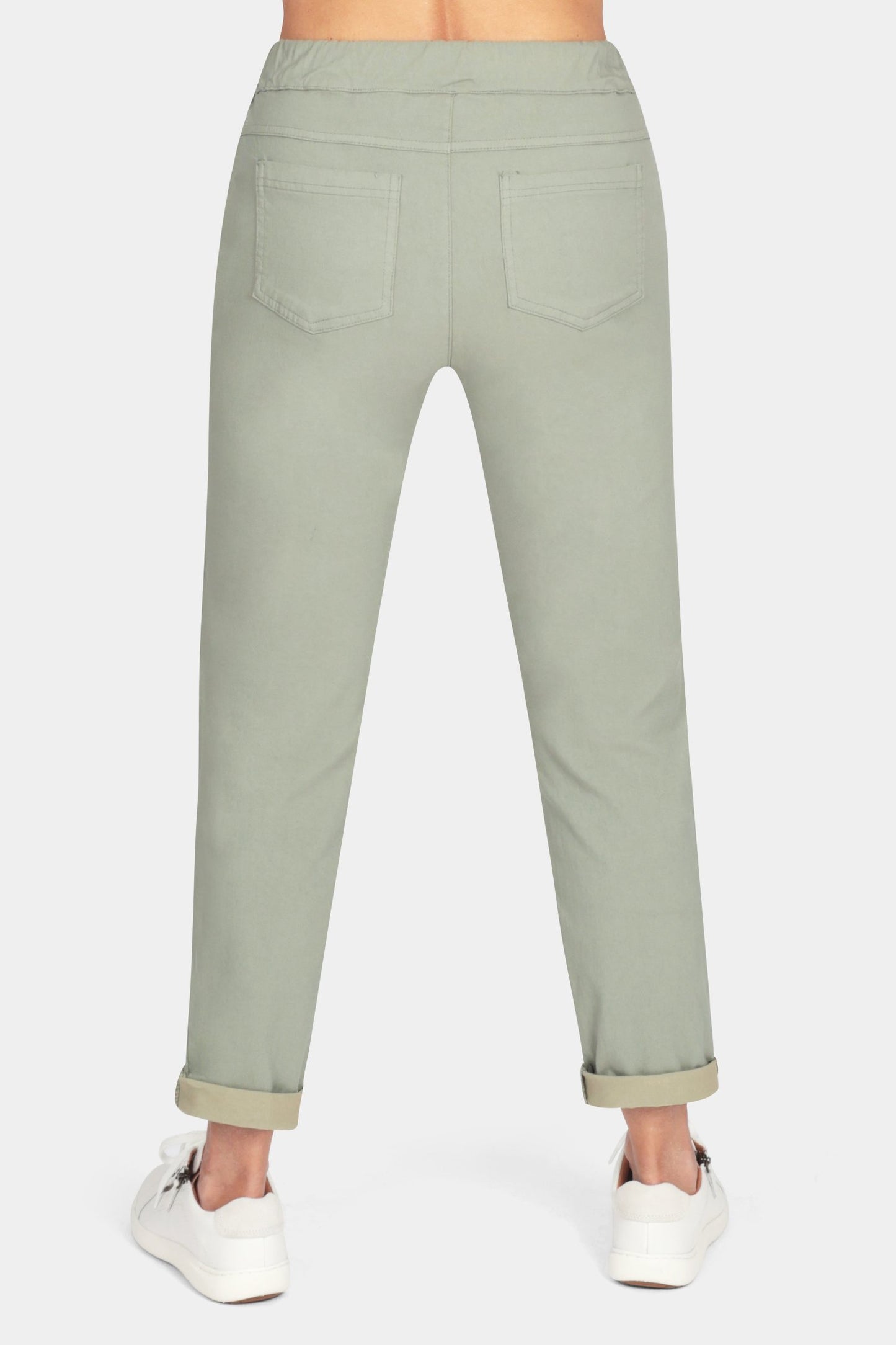 Tie-Waist Stretchy Winter-Weight Trousers