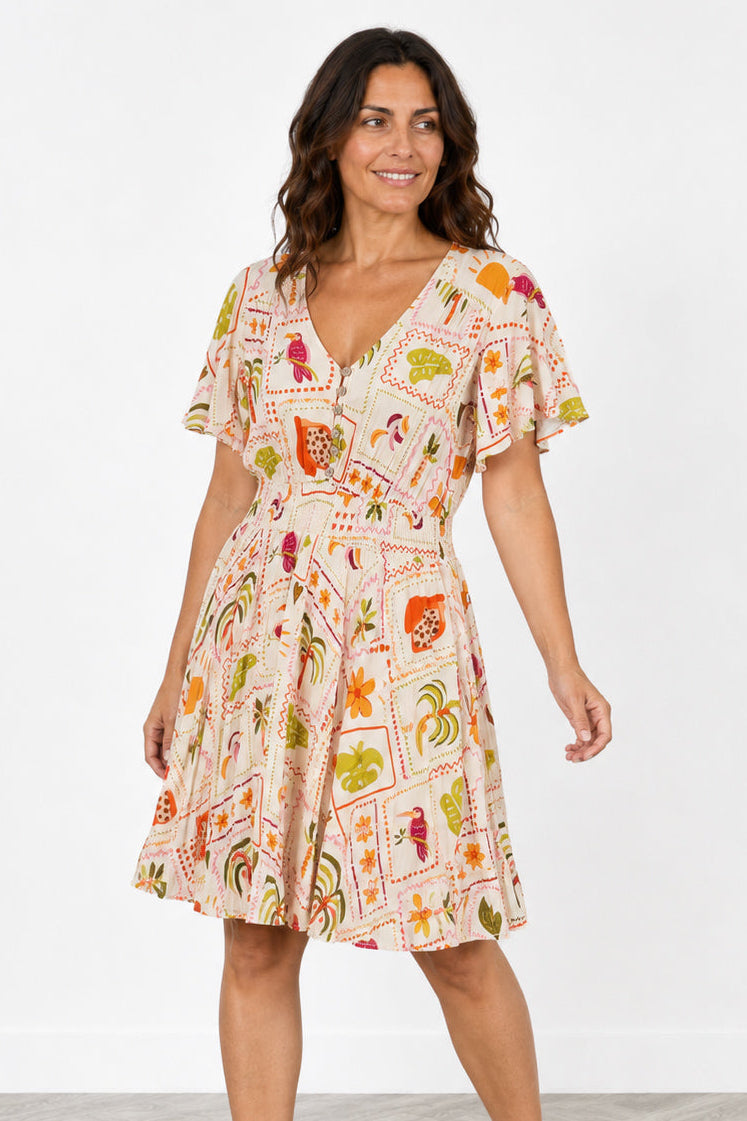 Shirred Waist Tea Dress
