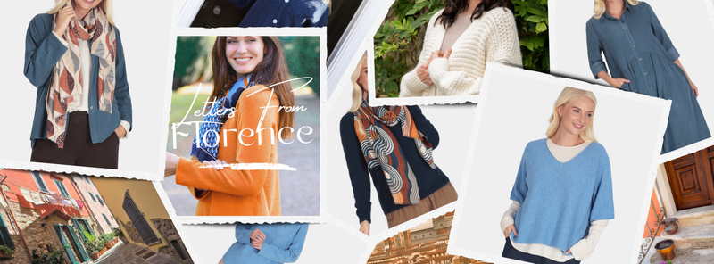 Collage of people wearing clothing with 'Letter From Florence' branding.