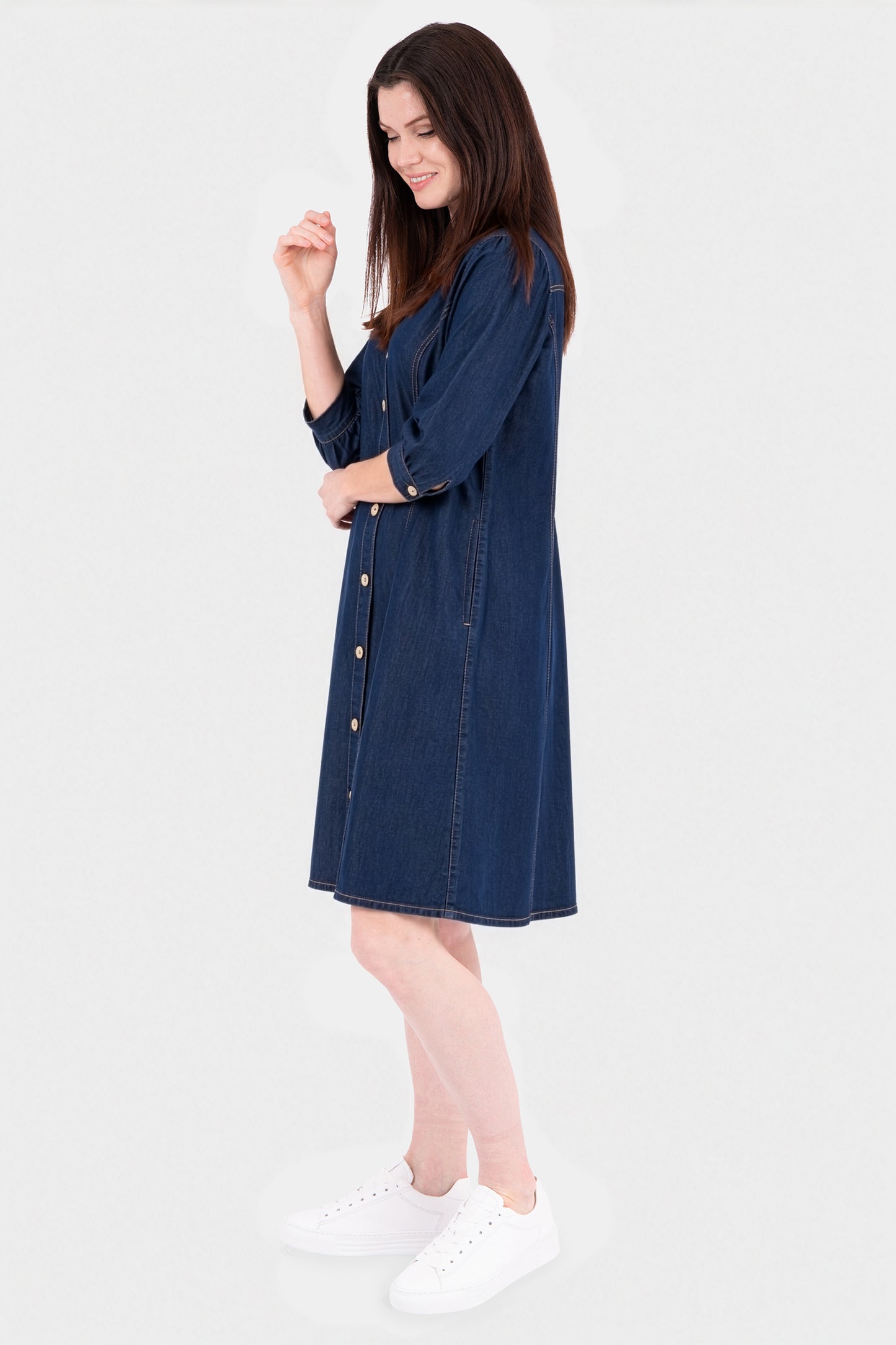Denim Button Through Dress