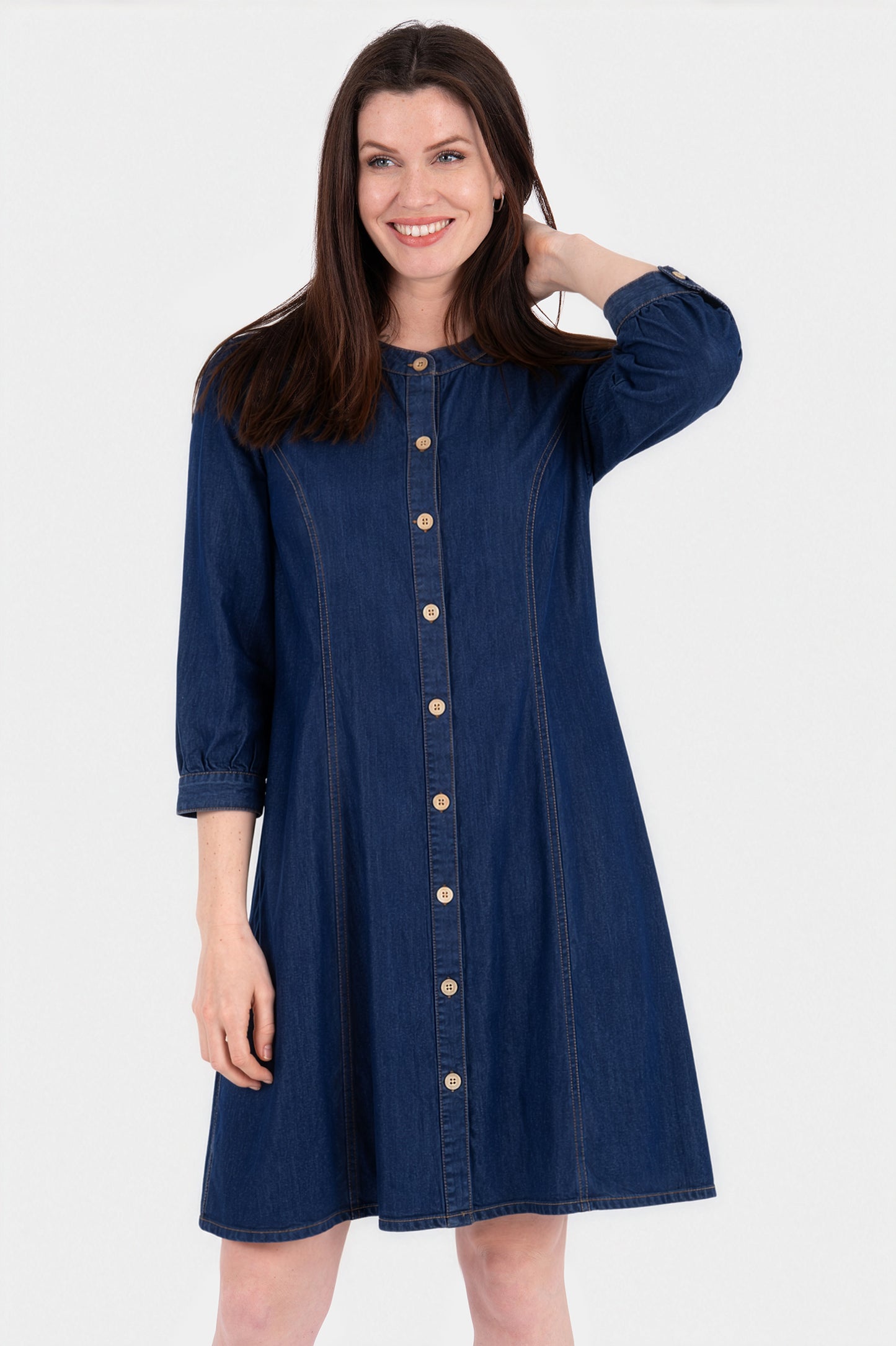 Denim Button Through Dress