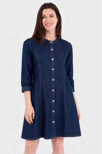 Denim Button Through Dress