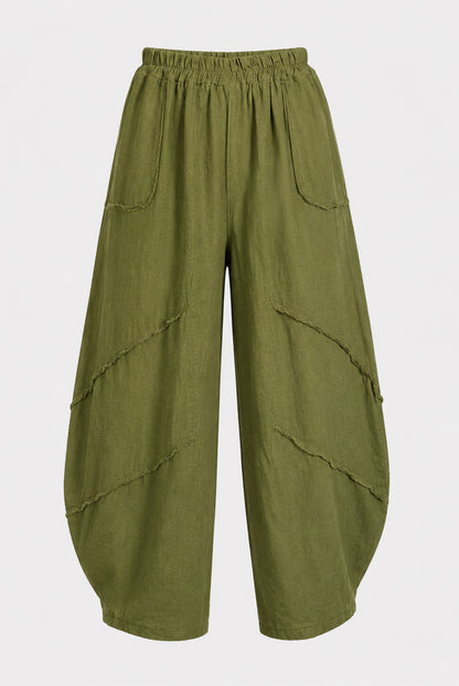 Aladdin Barrel Leg Linen Trousers