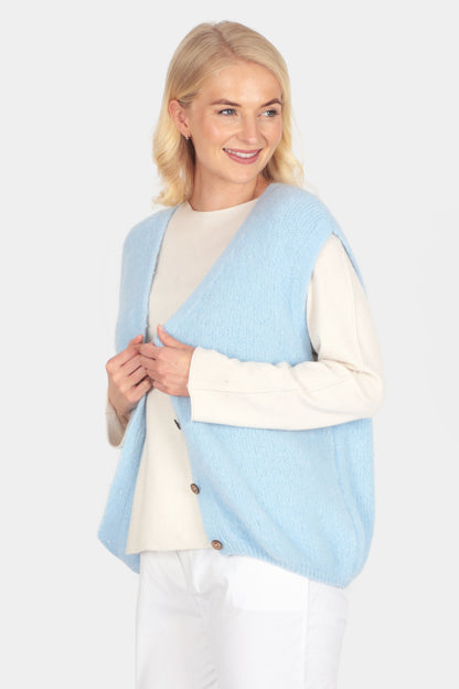 Button Through Mohair Knit Vest