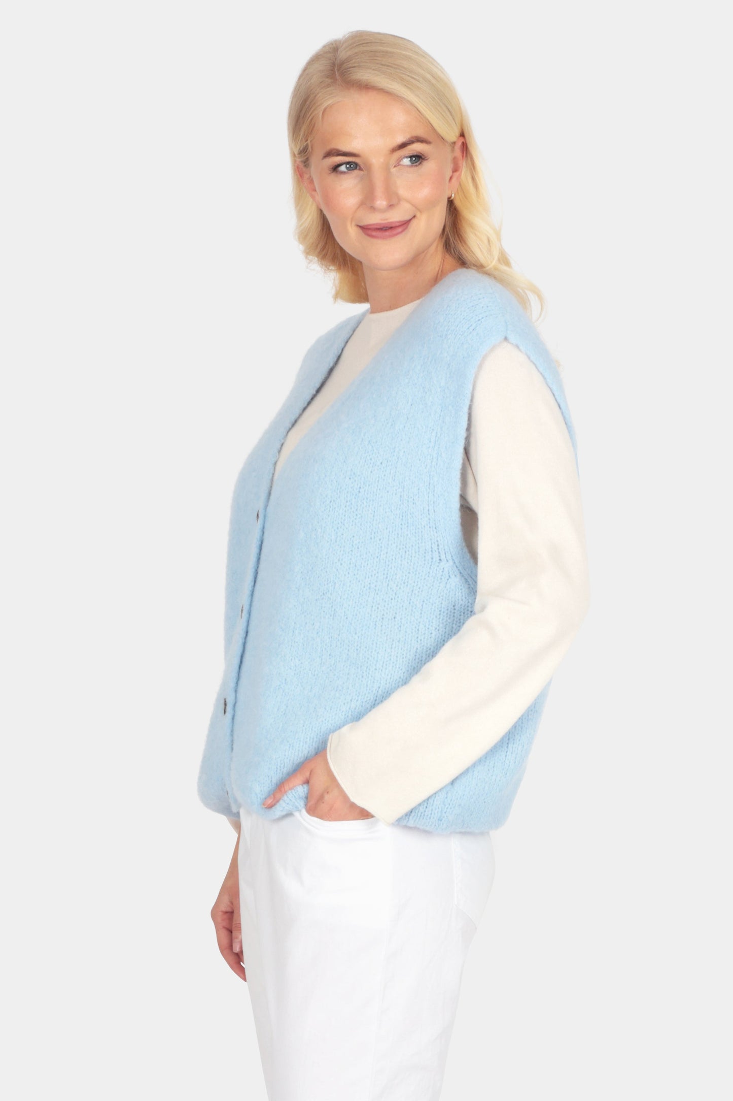 Button Through Mohair Knit Vest