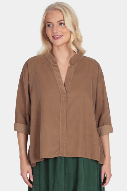 Corduroy V-Neck Blouse