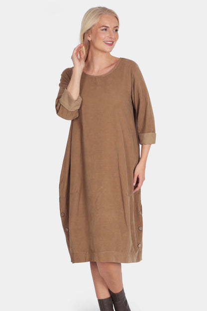 Corduroy Button Hem Dress