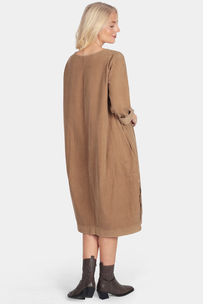 Corduroy Button Hem Dress