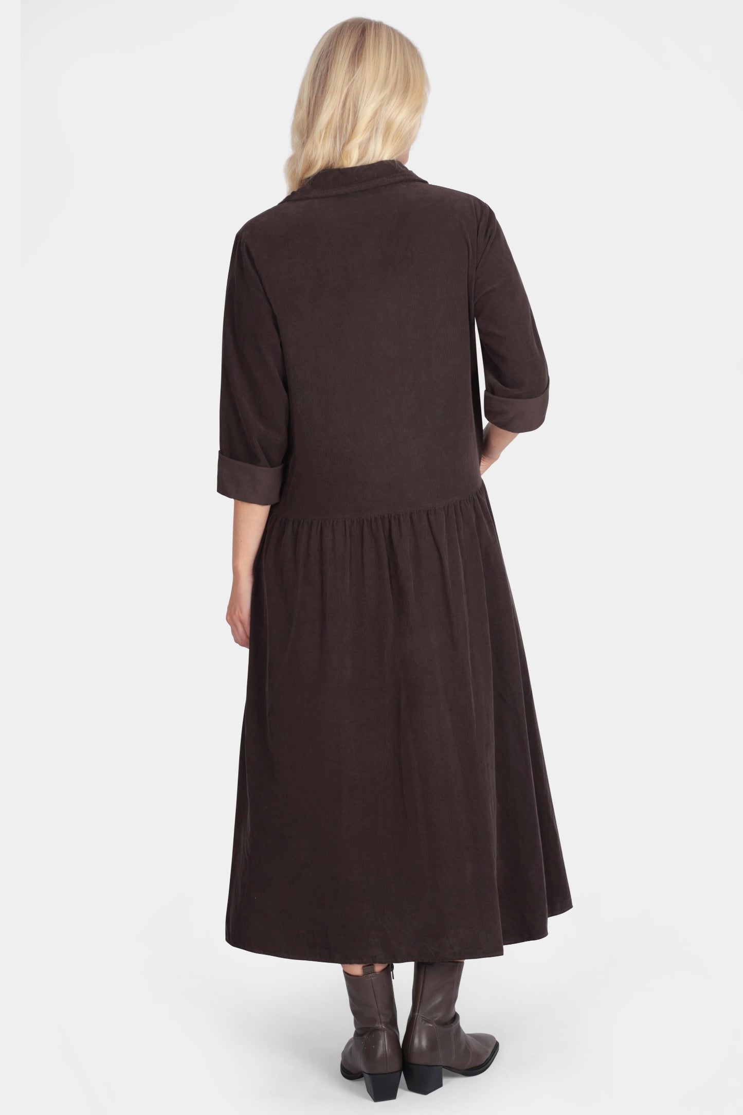 Cotton Corduroy Shirt Smock Dress