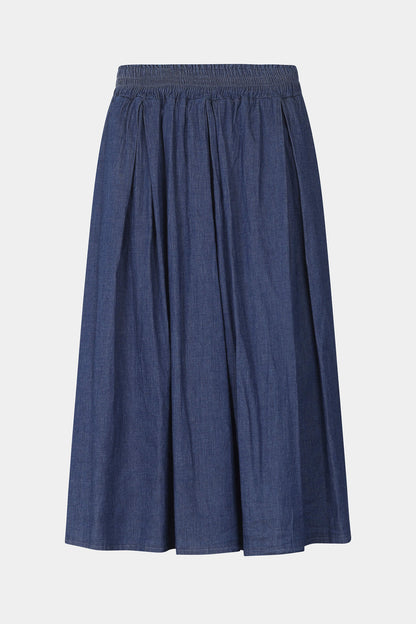 Denim Pleat Detail Skirt
